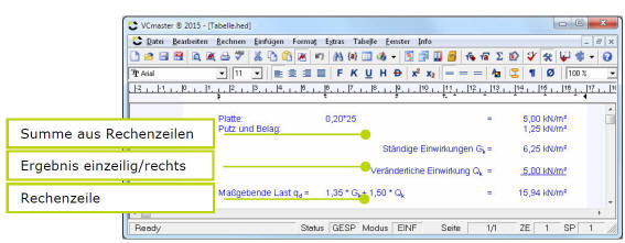 Rechenzeilen aufsummieren