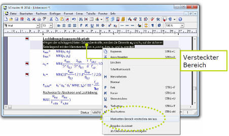 Verstecken von Bereichen 