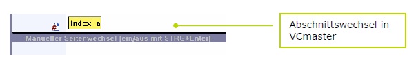 Abschnittswechsel in Vcmaster