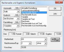 Rechenzeile und Ergebnis formatieren