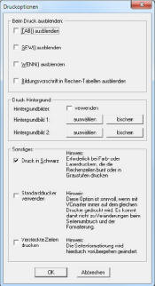 Druckoptionen ausblenden