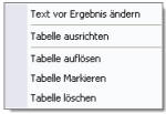 Kontextmenu Tabelle