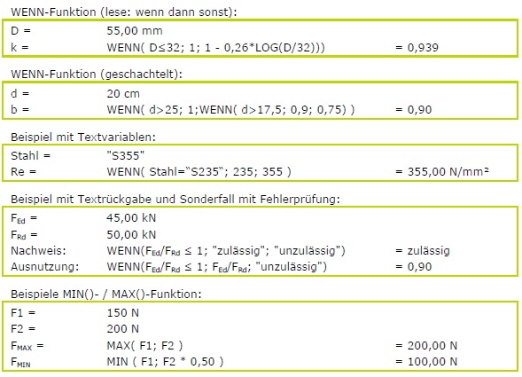 Logische Funktionen Beispiele