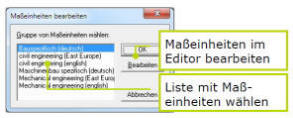 Masseinheiten bearbeiten