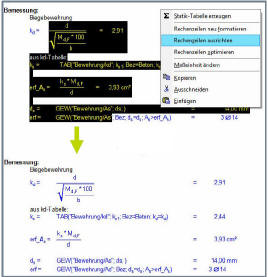 Nachträgliches Formatieren von Rechenzeilen