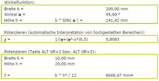 Beispiele Winkelfunktionen
