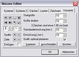 SkizzenEditor Vorwerte