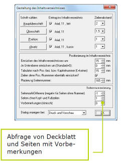 Gestaltung des Inhaltsverzeichnisses