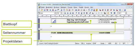 Eingabe Kopf-und Fußzeilen