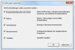 Einstellungen exportieren
